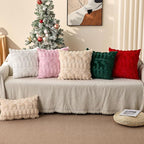 DFXSZ Christmas Pillow Covers 20x20 inch Set of 2 Cream White Christmas Tree Elk Decoration Soft Plush Faux Fur Jacquard Throw Pillows for Bedroom Sofa Holiday Festivals Winter Home Decor PTK069E20