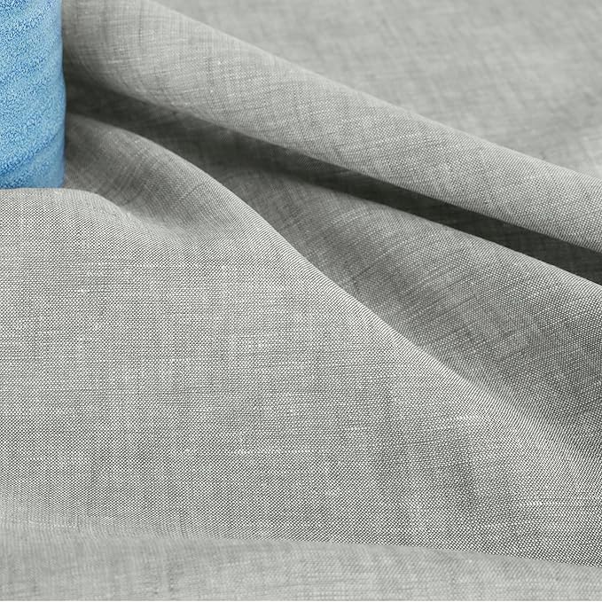 Solino Home Linen Table Runner 108 Inches Long - Athena, 100% Pure Linen Chambray Grey Table Runner 14 x 108 Inch for Dining, Fall, Autumn, Halloween, Thanksgiving