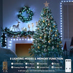 Joiedomi 600 LED Christmas Lights Outdoor,197 FT Cool White Christmas Tree Lights with 8 Modes Timer, PVC Clear Wire String Lights with Reel for Indoor Outdoor Holiday Xmas Eve Night Decorations