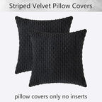 Kevin Textile Pack of 2 Corduroy Decorative Throw Pillow Covers 26x26 Inch Soft Boho Striped Pillow Covers Modern Farmhouse Home Decor for Spring Sofa Living Room Couch Bed Black