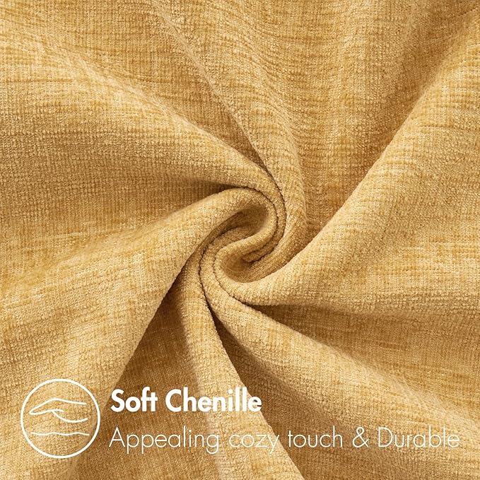 MIULEE Pack of 2 Couch Throw Pillow Covers 12x20 Inch Soft Gold Chenille Pillow Covers for Sofa Living Room Solid Dyed Pillow Cases
