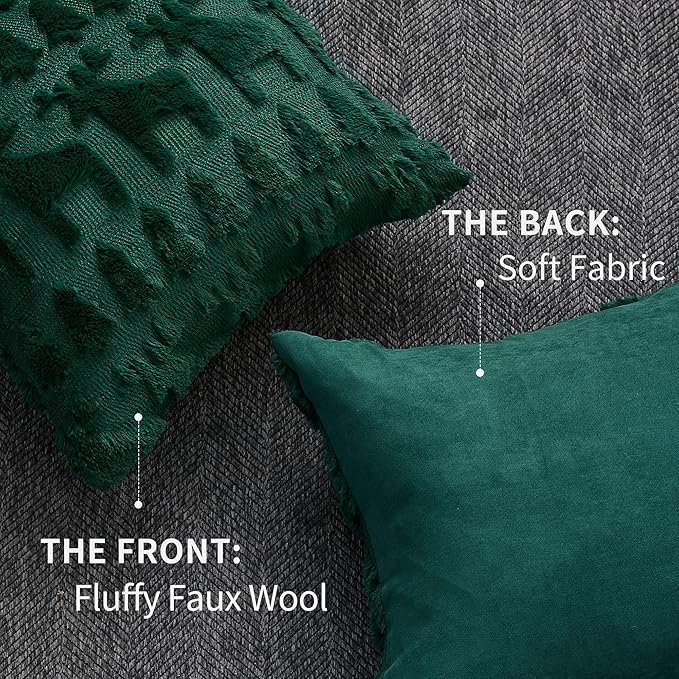 DFXSZ Christmas Pillow Covers 20x20 inch Set of 2 Green Christmas Tree Elk Decoration Soft Plush Faux Fur Jacquard Throw Pillows for Bedroom Sofa Holiday Festivals Winter Home Decor PTK069A20