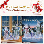 Large Christmas Snowman Family Decorations, 43Inch 3D Pre-Lit Iridescent Snowman with 200 LED Lights & Zip Ties, Indoor Outdoor Holiday Decor for Yard,Porch,Home-Iridescent