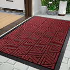 Yimobra Outdoor Mats for Front Door, Stops Mud & Dirt at Entrance, Fits Garage & Patio, All-Weather Waterproof Non Slip Outdoor Indoor Welcome Mat, 29.5x17 Black Red