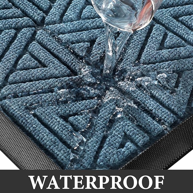 Yimobra Extra Large Door Mat 60x32, All-Weather Waterproof Non-Slip Welcome Matt Outdoor, Heavy Duty Non Slip Doormat for Entryway for Patio and Garage Indoor, Easy Clean, Mix Blue