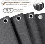 Rustic Country Faux Linen Shower Curtain Charcoal Grey, Heavyweight Polyester Fabric Shower Curtain Water-Resistant, 72 x 72 Inch Dark Gray Linen Look Hotel Bathroom Curtain Washable