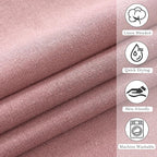KGORGE Linen Fabric Shower Curtains-Semi Sheer Button Hole Lightweight Waterproof Privacy Light Filtering Shower Curtains for Bathroom Bathtub with 12 Hooks, 72 x 72 inches Long, Dusty Pink, 1 Panel