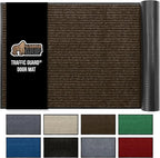 GORILLA GRIP Traffic Guard Door Mat, 70x24, Heavy Duty Welcome Mats, Commercial Office Space Doormat, Waterproof, Fade Resistant, Strong Rubber Backing, Low Profile, Shoe and Boot Scraper, Brown