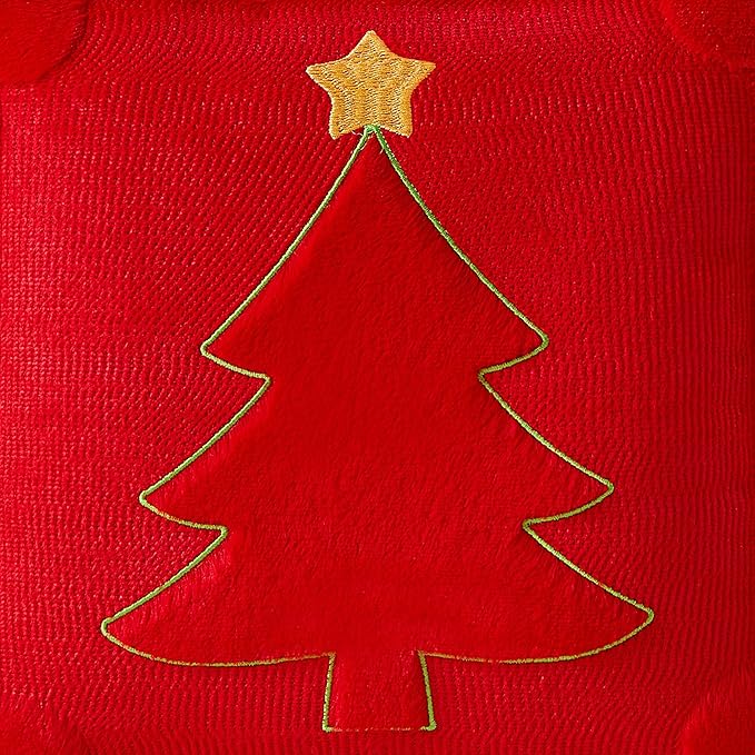 DFXSZ Christmas Pillow Covers 18x18 Yellow Star Red Christmas Tree Decoration Soft Plush Faux Fur Jacquard Throw Pillows for Bedroom Sofa Holiday Festivals Winter Home Decor PTK063B18