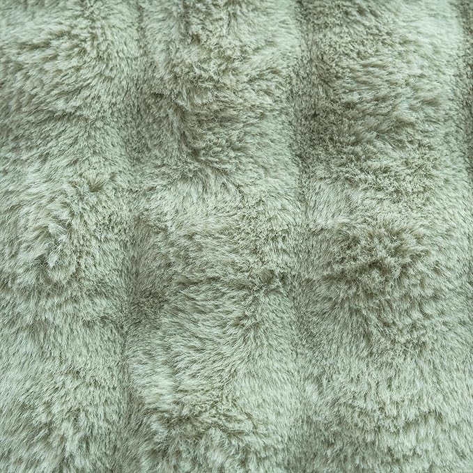 Neelvin Green Faux Fur Cozy Soft Double-Sided Decorative Throw Pillow Covers 24x24 inch Set of 2,Velvet Pillowcase Cushion Case for Sofa Couch