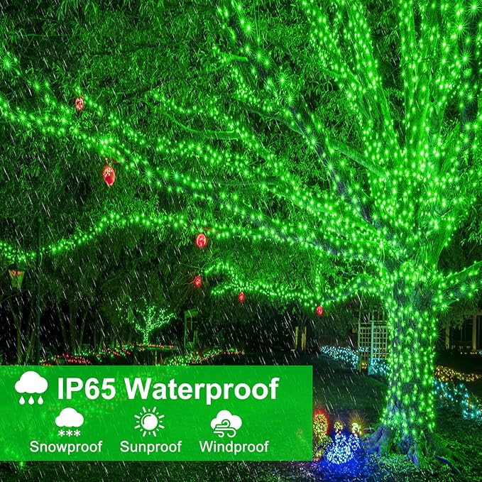 165FT 500 LED Christmas Lights, Plug in Christmas String Lights with Waterproof, 8 Modes Twinkle Fairy Lights for Xmas Garden Tree Holiday Decorations, Green
