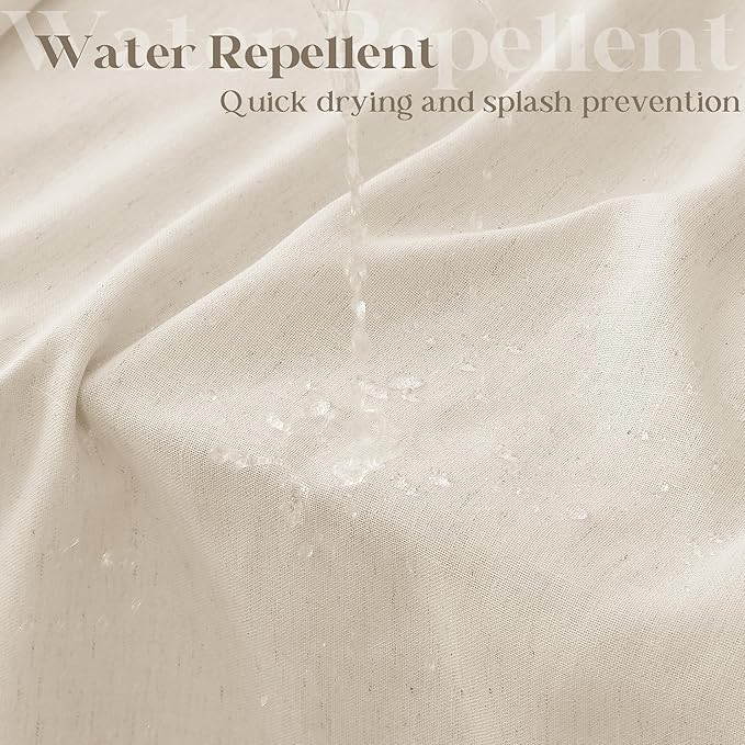 Beige Small Stall Shower Curtain 36x72 Inch Linen Narrow Size Half Shower Curtains for Bathroom Water Repellent Tan Earthy Tone Boho Farmhouse Rustic RV Drapes Set with Hooks 36 x 72 Inches