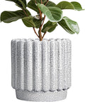 Ceramic Planter for Indoor Plants - 12 Inch Plant Pot Indoor with Drainage Hole, Large Ceramic Flower Pots Outdoor, Fluted Round Planter, Home Decor, Gardening Gifts, Black and White