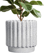 Ceramic Planter for Indoor Plants - 12 Inch Plant Pot Indoor with Drainage Hole, Large Ceramic Flower Pots Outdoor, Fluted Round Planter, Home Decor, Gardening Gifts, Black and White