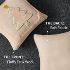 DFXSZ Christmas Pillow Covers 18x18 Yellow Star Beige Christmas Tree Decoration Soft Plush Faux Fur Jacquard Throw Pillows for Bedroom Sofa Holiday Festivals Winter Home Decor PTK063C18
