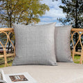 Kevin Textile Pack of 2 Decorative Outdoor Waterproof Pillow Covers Garden Checkered Cushion Sham Throw Pillowcase Shell for Patio Tent Couch 20x20 Inch Grey