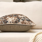 Yangest Neutral Floral Pillow Cover 12 x 20 Inches, Vintage Chenille Rectangle Throw Pillow Cover Soft Decorative Farmhouse Accent Couch Pillow Cover for Living Room Bedroom, Coffee Brown