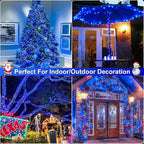 328FT 1000 LED Christmas Lights, Plug in Blue Christmas Tree Lights Outdoor with Timer and 8 Modes, Green Wire Waterproof String Lights for Indoor Yard Patio Xmas Holiday Decorations