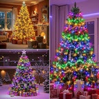 Mlambert Christmas Tree Lights, 7.5ft 16 Lines Fairy String Light, 8 Modes 480 LED Xmas Lighting with Remote Timer for Holiday, Warm White/Multicolor