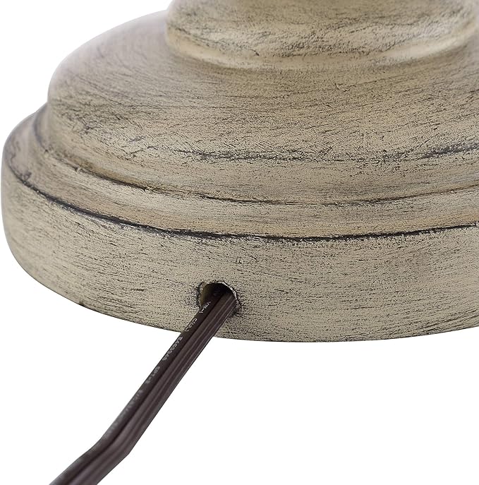 Regency Hill Serena Traditional Country Cottage Table Lamps 27.5" Tall Set of 2 Beige Gray Faux Wood Cream Burlap Fabric Drum Shade for Living Room Bedroom House Bedside Nightstand Home