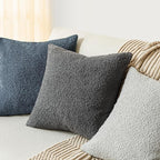 Foindtower Set of 2, Decorative Textured Boucle Throw Pillow Covers Accent Solid Pillow Cases Neutral Soft Cozy Couch Cushion Case for Chair Sofa Bedroom Living Room Home Decor 26 x 26 Inch Dark Grey