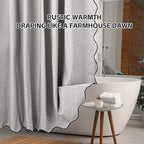 Grey Scalloped Edge Shower Curtain Linen Textured with 12 Metal Hooks Cute Heavy Duty Washable Waterproof Neutral Thick Extra Long Shower Curtain Sets for Hotel Bathroom 72x84 inches