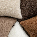 Pack of 2 Curly Teddy Wool Faux Fur Throw Pillow Covers Fuzzy Accent Soft Sherpa Pillowcases Sheepskin Fleece Decorative Cushion Case for Sofa Couch Living Room 22x22 Inch Khaki