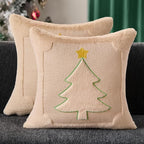 DFXSZ Christmas Pillow Covers 18x18 Yellow Star Beige Christmas Tree Decoration Soft Plush Faux Fur Jacquard Throw Pillows for Bedroom Sofa Holiday Festivals Winter Home Decor PTK063C18