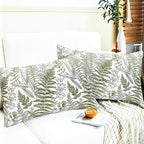 Decorative Throw Pillow Covers Set of 2 Olive Green Leaves Pillow Covers 12x20 inch Soft Short Plush Square Floral Throw Pillows,Farmhouse Outdoor Pillow Covers for Couch Bed Living Room