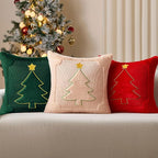 DFXSZ Christmas Pillow Covers 18x18 Yellow Star Green Christmas Tree Decoration Soft Plush Faux Fur Jacquard Throw Pillows for Bedroom Sofa Holiday Festivals Winter Home Decor PTK063A18