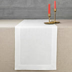 D'Moksha Homes Linen White Table Runner 132 Inches Long - 100% Pure Linen Extra Long Table Runner 14 x 132 Inch for Fall, Autumn and Halloween - Machine Washable