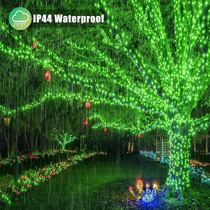 500 LED Green Christmas Lights Outdoor, 165ft Green String Lights Indoor Clear Wire 8 Modes Waterproof Plug in Twinkle Fairy Lights with Timer Memory for Room Tree Party Decorations