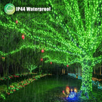 33ft 100 LED String Lights Indoor - Christmas Lights Outdoor 8 Modes Clear Wire Waterproof Plug in Twinkle Fairy Lights for Christmas St Patricks Day Decorations, Green