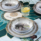 Melamine Dinnerware set for 4 - Dinner Plates Bowls Set 12 PCS Durable BPA Free Dishwasher Safe Shatter-Proof Chip Resistant for Indoor Outdoor,Bear