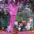 100FT 300 LED Christmas Lights Outdoor, Green Wire Christmas Tree Lights with 8 Modes Waterproof, Connectable String Lights for Outside for Indoor Garden Patio Party Wedding Decorations, Pink