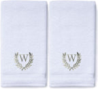 Decorative and Monogrammed Hand Towels for Bathroom Kitchen Makeup | Personalized Gift for Wedding-Bridal | Roman Font Custom Luxury Turkish Towel | Spa Collection, Oversized, 16 X 30 Inch, Set of 2