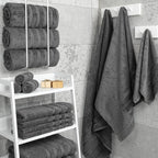 American Soft Linen Luxury 4 Piece Bath Towel Set, 600 GSM 100% Cotton Turkish Bath Towels for Bathroom, 27x54 in Large Bathroom Shower Towels, Dark Gray