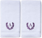 Decorative and Monogrammed Hand Towels for Bathroom Kitchen Makeup | Personalized Gift for Wedding-Bridal | Roman Font Custom Luxury Turkish Towel | Spa Collection, Oversized, 16 X 30 Inch, Set of 2