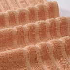 Modern Threads Oxford 6-Piece 100% Cotton Towel Set – Yarn Dyed Jacquard & Solid – Includes 2 Bath Towels, 2 Hand Towels, 2 Washcloths – Absorbent, Quick Dry, Soft & Durable – Orange