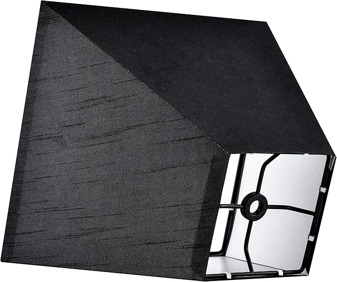 2 Pack Spider Small Square Lampshades,4"×9" × 8.3”inches Black Lampshades for Wall Lamps Table Lamps Floor Lamps-Wall Mount Natural Faux Silk Black Lamp Shade Replacement for Bedroom By GO&SO