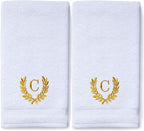 Decorative and Monogrammed Hand Towels for Bathroom Kitchen Makeup | Personalized Gift for Wedding-Bridal | Roman Font Custom Luxury Turkish Towel | Spa Collection, Oversized, 16 X 30 Inch, Set of 2
