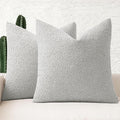 MIULEE 24x24 Decorative Euro Sham Throw Pillows for Bed Set of 2 Textured Boucle Neutral Winter Throw Pillow Covers Light Grey Accent Solid Couch Pillowcases Sofa Livingroom Home Decor
