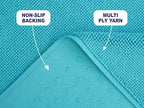 American Soft Linen Bath Rug, 17 in 24 in 100% Cotton Bath Mats Rugs for Bathroom, Slip Reducer Washable Shaggy Form Area Rugs, Turquoise Blue Bath Rug