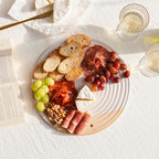 Premium Ceramic Serving Platter, White - 12” Round - Dishwasher Safe, Oven Safe Appetizer Tray for Entertaining - Large Charcuterie Cheese Board Serving Dish Gift - Pizza Stone