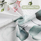 QIYI Watercolor Eucalyptus Shower Curtain, 3D Embossed Butterflies Floral Bathroom Curtain, Minimalist White Farmhouse Bath Curtain, Waterproof Fabric Green Leaves Shower Curtain Set with Hooks, 72x72