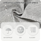 Grey Scalloped Edge Shower Curtain Linen Textured with 12 Metal Hooks Cute Heavy Duty Washable Waterproof Neutral Thick Chic Shower Curtain Sets for Hotel Bathroom 72x72 inches