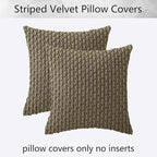 Kevin Textile Pack of 2 Corduroy Decorative Throw Pillow Covers 24x24 Inch Soft Boho Striped Pillow Covers Modern Farmhouse Home Decor for Sofa Living Room Couch Bed Olive Green