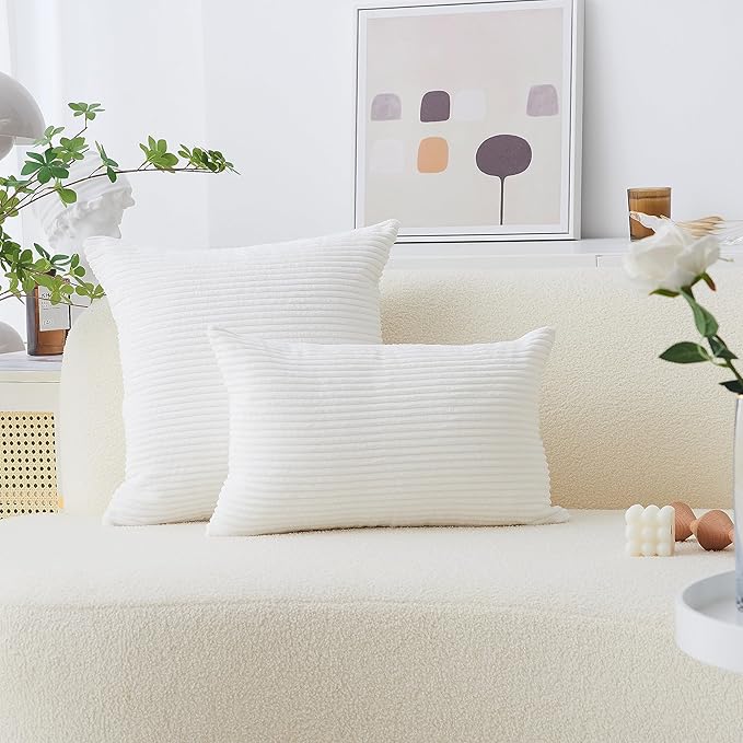Home Brilliant White 16x16 Throw Pillow Covers Set of 2 Accent Decorative Pillow Covers Nursing Pillow Cover Pillow Cases for Couch Patio Sofa, 40x40 cm, 16 x 16 Inch, Creamy White