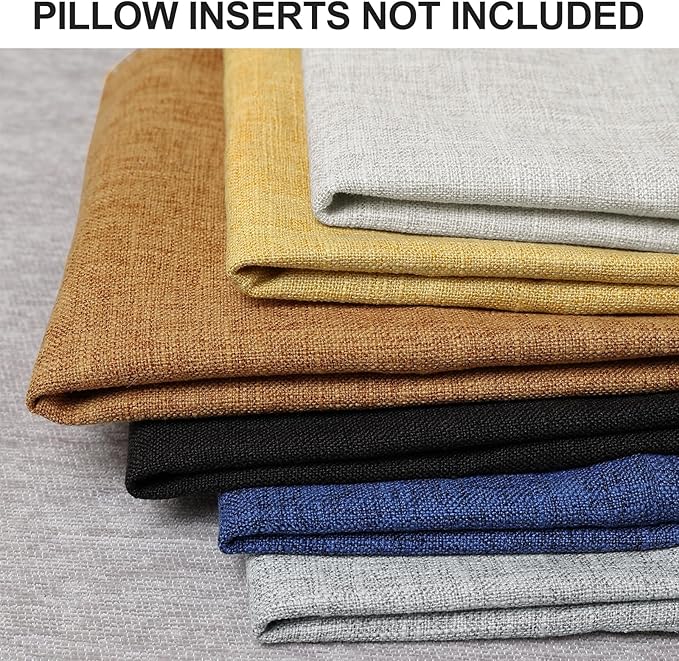 decorUhome Decorative Outdoor Throw Pillow Covers 12x20 Set of 2, Lumbar Linen Rustic Neutral Farmhouse Euro Pillow Covers with Stitched Edge for Couch, Sofa, Living Room, Black