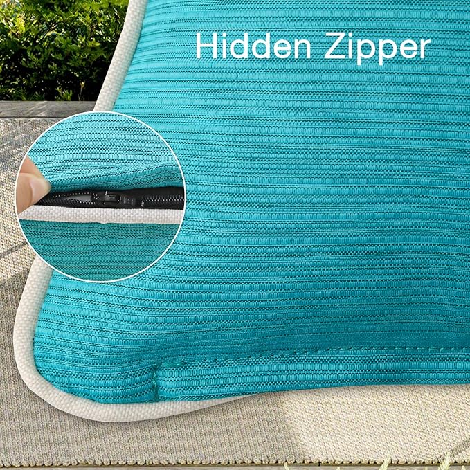 Decorative Outdoor Water Repellent Throw Pillows with Inserts, Set of 4, 20" x20" Pillows for Patio, Backyard, Bed, Couch, and Patio Furniture, Turquoise